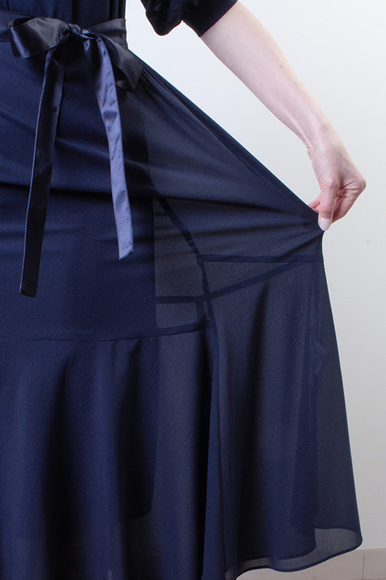Stretch Chiffon: Stretch Chiffon Navy Long Mermaid Dress