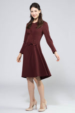 Burgundy Flare Silhouette Dress