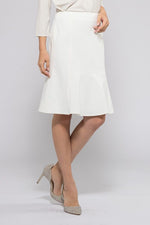 White Washable Stretch Mermaid Flare Skirt
