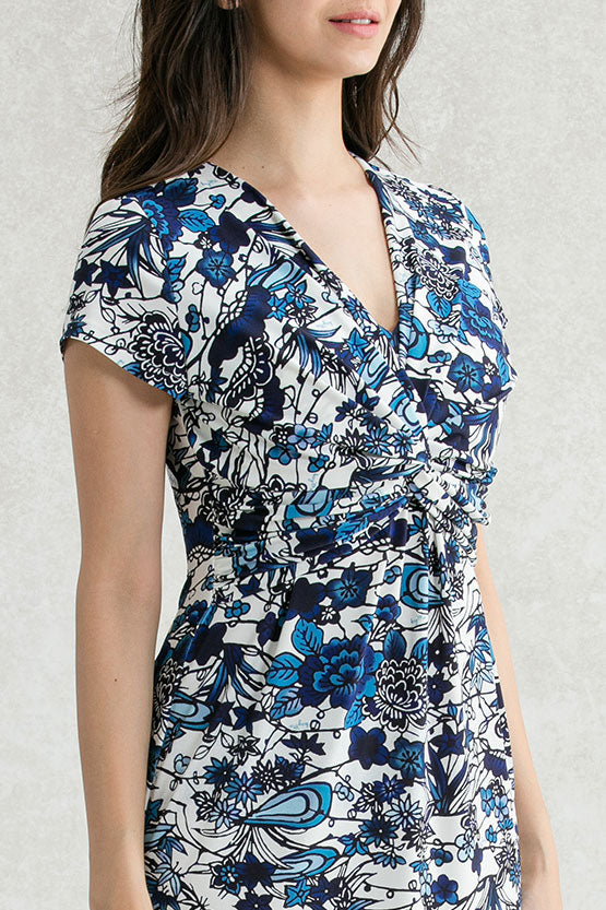 Japanese Pattern: Azure Ryukyu-Bingata Twist Dress