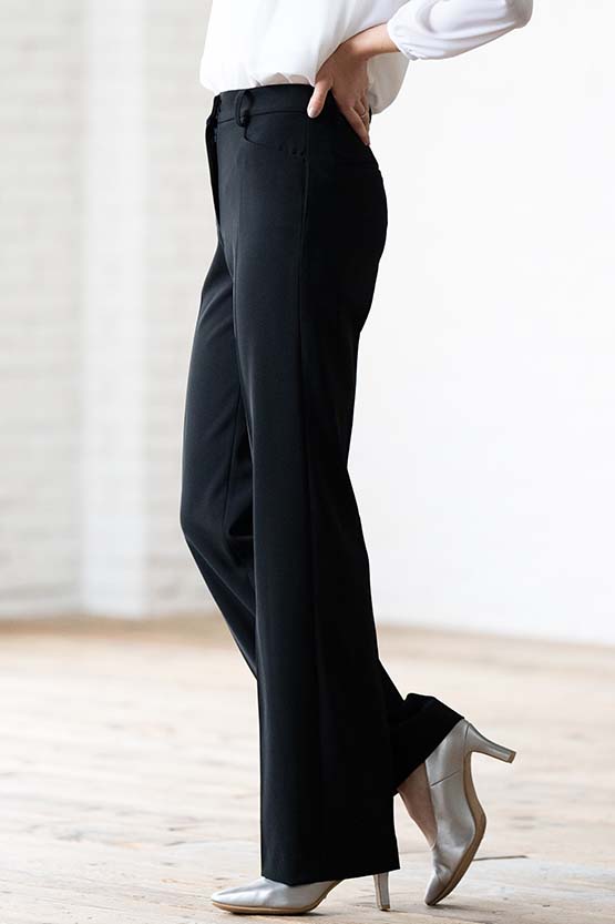 All-Season Material: Smart Stretch Black Straight Pants