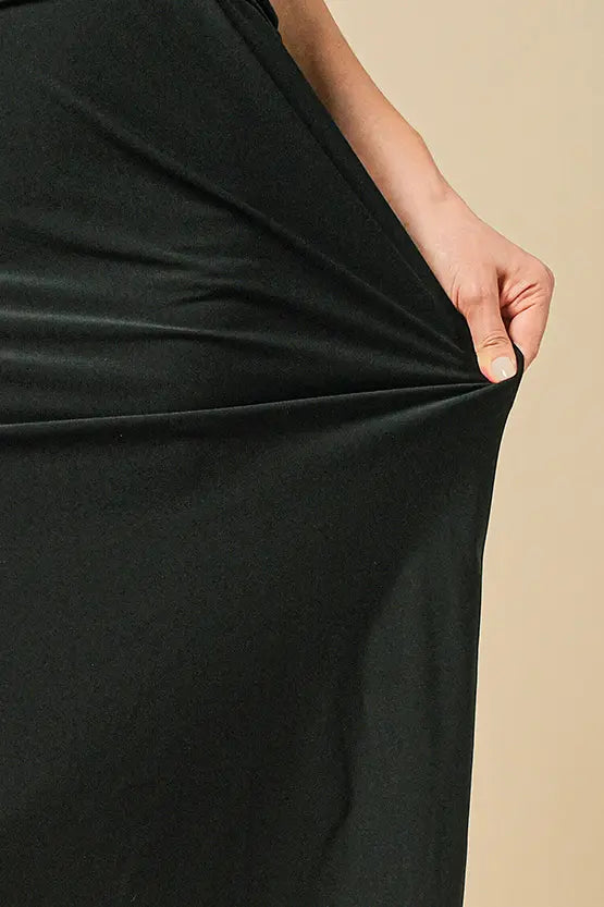 [Strong Twist Stretch] Black T-Shirt Dress