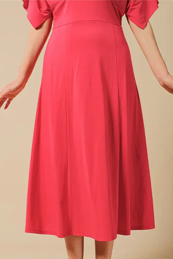 Cherry Pink Collared Flared Dress