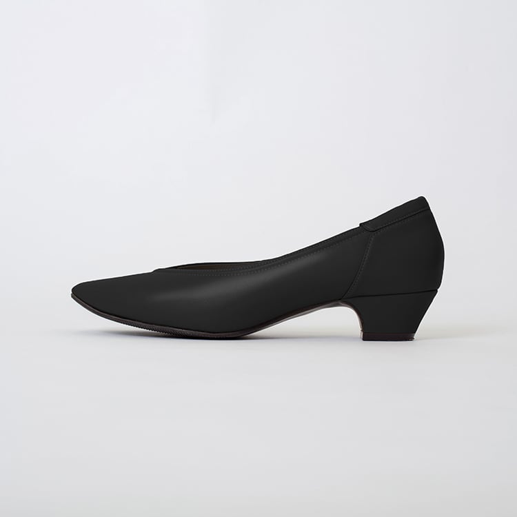 Black vegan leather fluffy flats