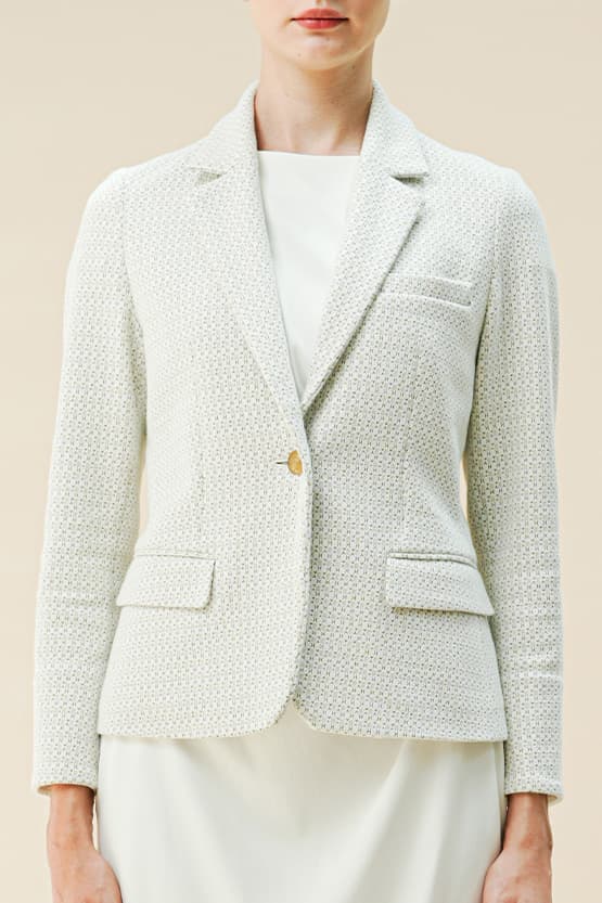Jacquard: Jacquard White Tailored Jacket