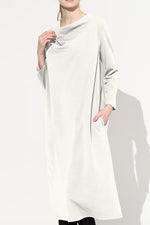 Double Jersey: Double Jersey White Cowl Neck Dress