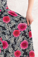 Japanese Pattern: Black Peony Marilyn Dress