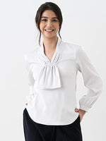 White Ribbon Tie Blouse