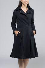Navy Stretch Wool Coat