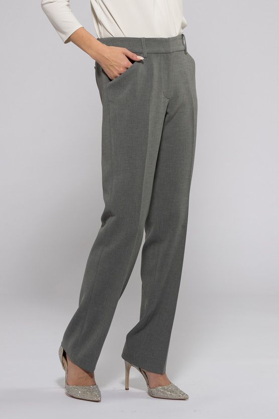 Grey Centre Pleat Trousers