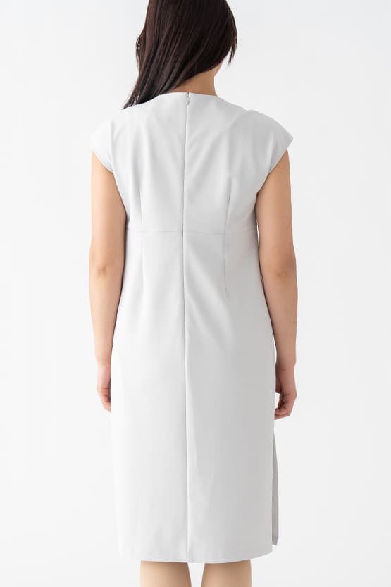 Cooling Gray Split Neck Sack Dress