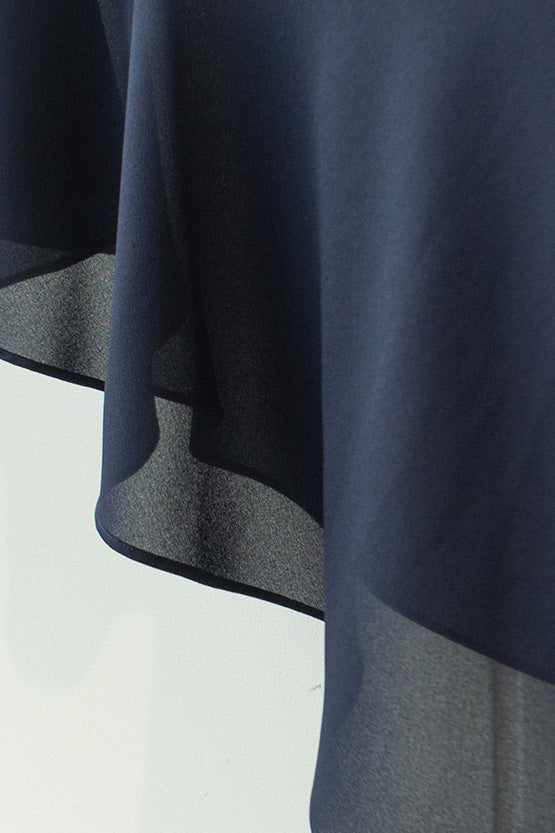 Stretch Chiffon: Navy Long Mermaid Dress