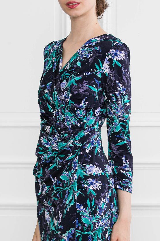 Navy Aroma Gathered Dress