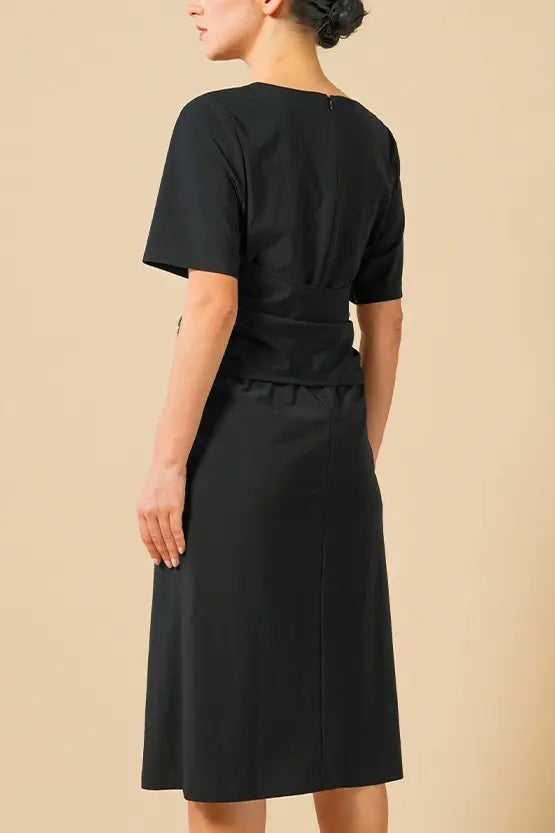 [Strong Twist Stretch] Black T-Shirt Dress