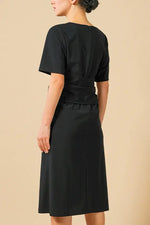 [Strong Twist Stretch] Black T-Shirt Dress