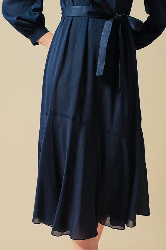 Stretch Chiffon Navy Long Mermaid Dress