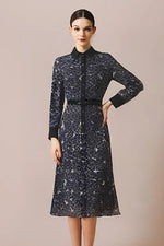Stretch Lace: Navy Blooming Lace Shirt Dress