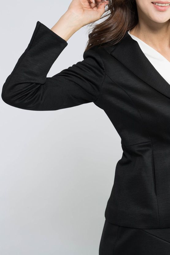 Black Rich Wool Stretch Tailored Jacket