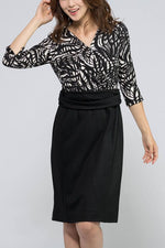 Monotone Leaf Piping Dress