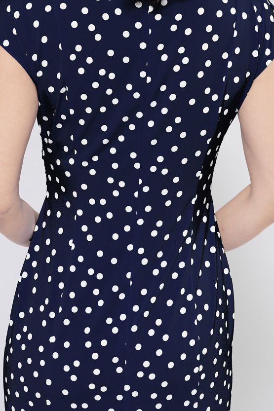 Navy Dot Ribbon Dress