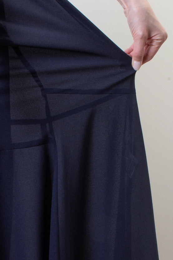 Stretch Chiffon: Navy Long Mermaid Dress