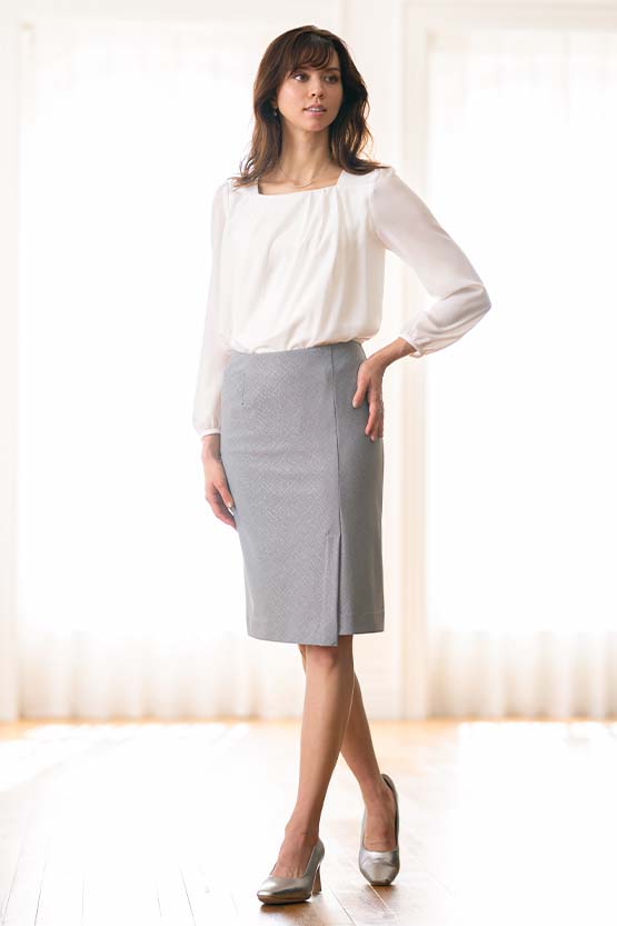 Stretch Jacquard: Gregio Wrap Skirt