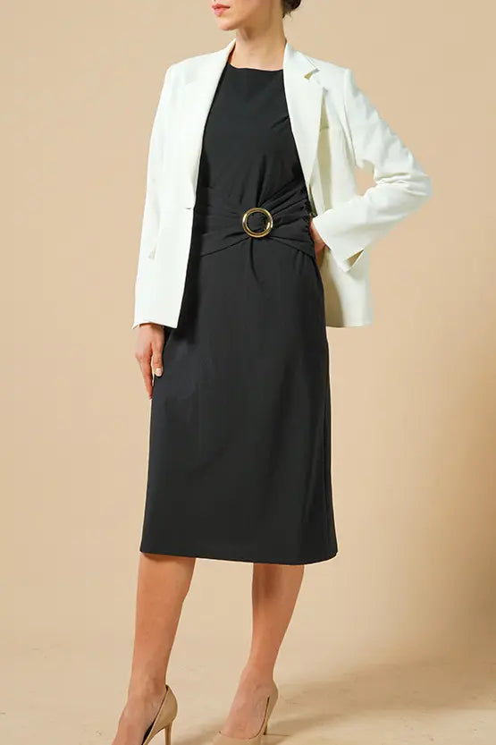 [Strong Twist Stretch] Black T-Shirt Dress