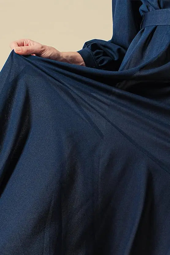 Stretch Chiffon Navy Long Mermaid Dress