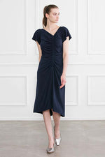 Navy V Gather Dress
