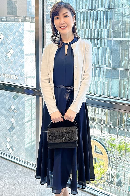 Stretch Chiffon: Stretch Chiffon Navy Long Mermaid Dress