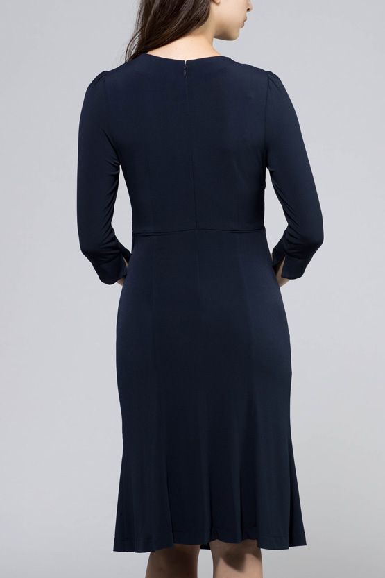Navy Waist Gathered Dress