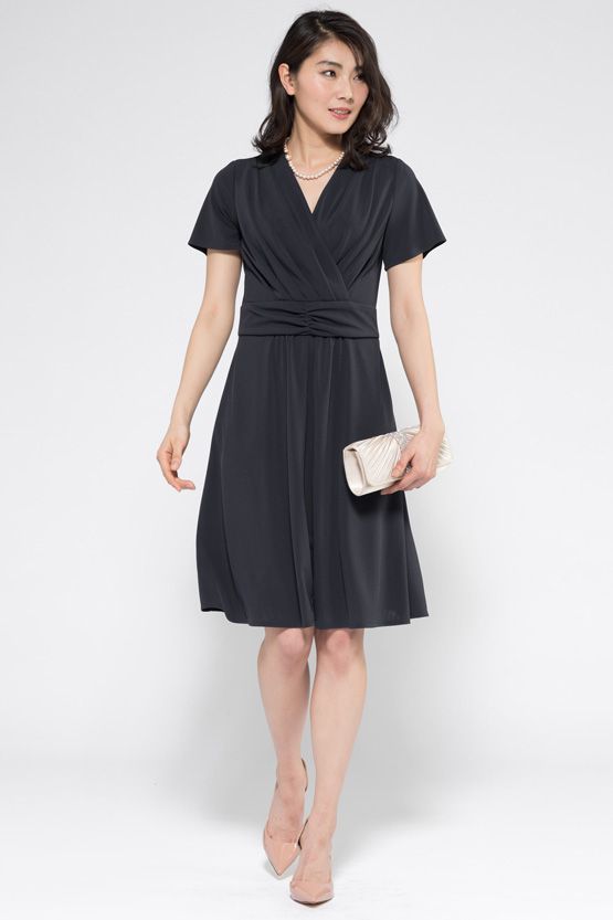 Body Shape Correction: Navy Marilyn Half-Sleeve Dress