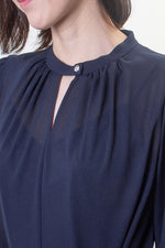 Stretch Chiffon: Navy Long Mermaid Dress