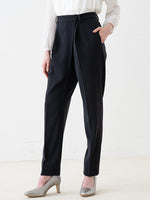 All-Season Material: Smart Stretch Black Wrap-Tuck Pants