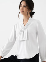 White Ribbon Tie Blouse