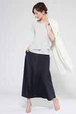 Long Length: Navy Flare Long Skirt