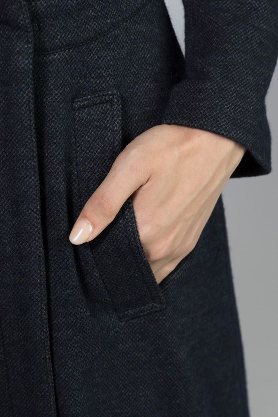 Navy Stretch Wool Coat