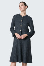 Stretch Lame Tweed: No-Collar Short Jacket