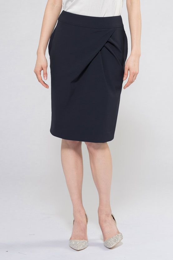 Navy Design Tuck Skirt