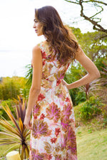 Beige Pink Leaf Marilyn Long Dress