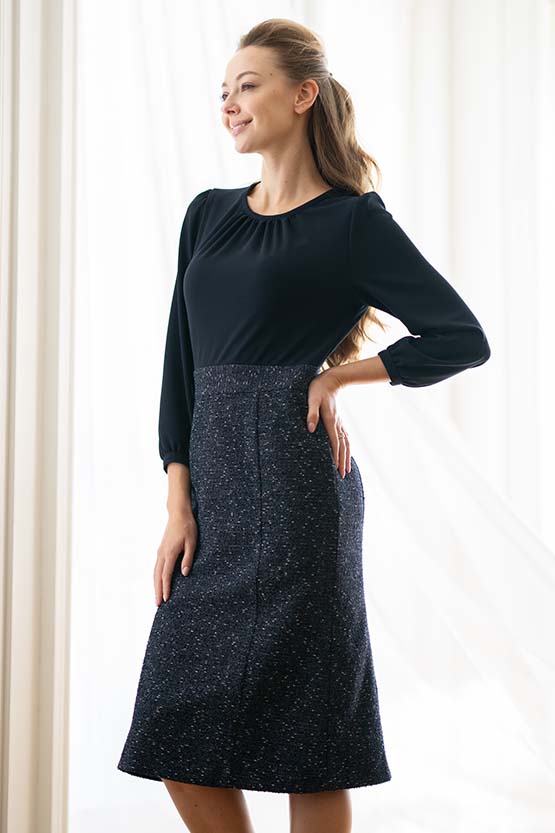 ECO: Navy Switch Tweed Dress