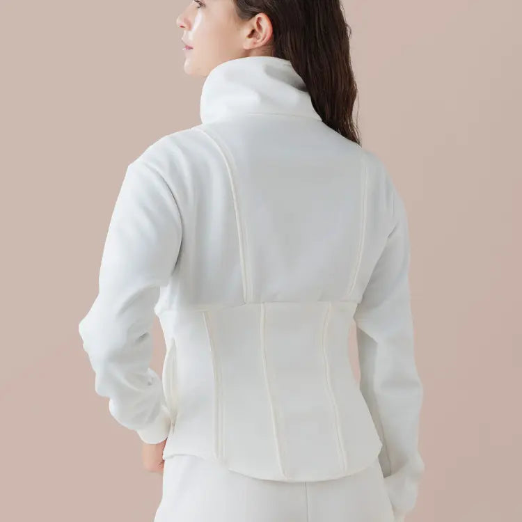 Sculptural Jacket with Refined Stretch Fabric Artistry