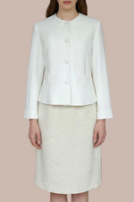 [Stretch Jacquard] Collarless Short Jacket