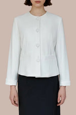 [Stretch Jacquard] Collarless Short Jacket