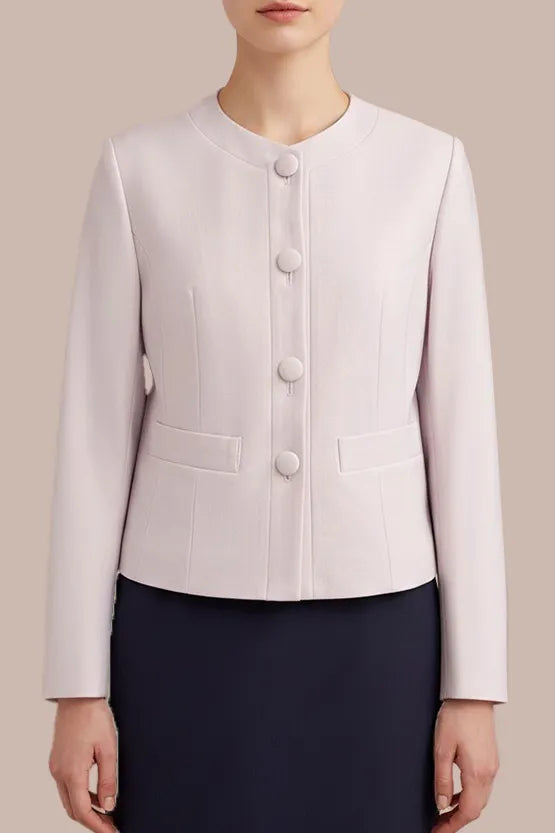 [Stretch Jacquard] Collarless Short Jacket