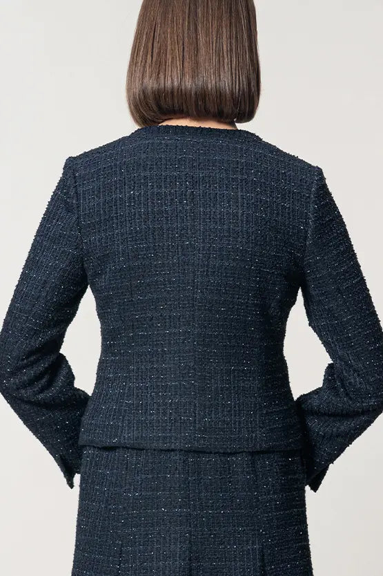 Boucle Tweed: Collarless Short Jacket