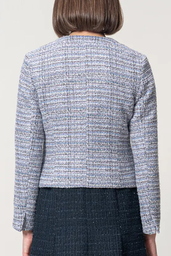 Boucle Tweed: Collarless Short Jacket
