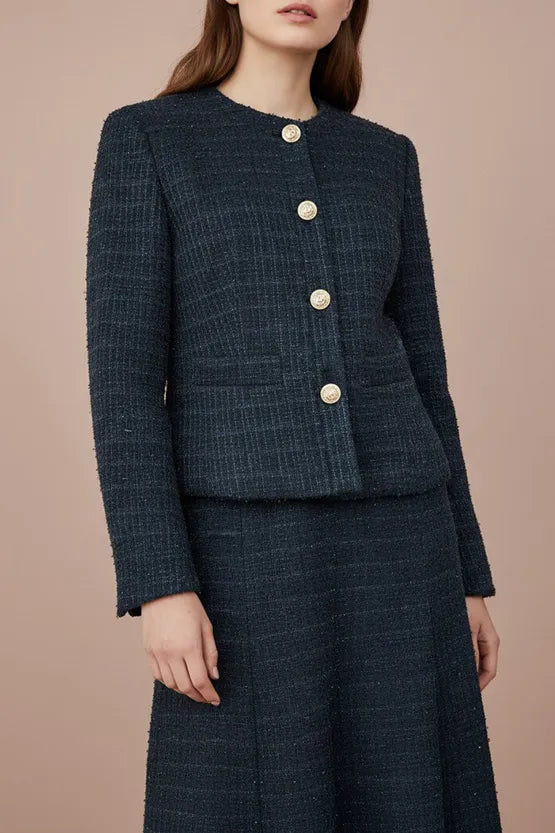 Boucle Tweed: Zip-up Dress