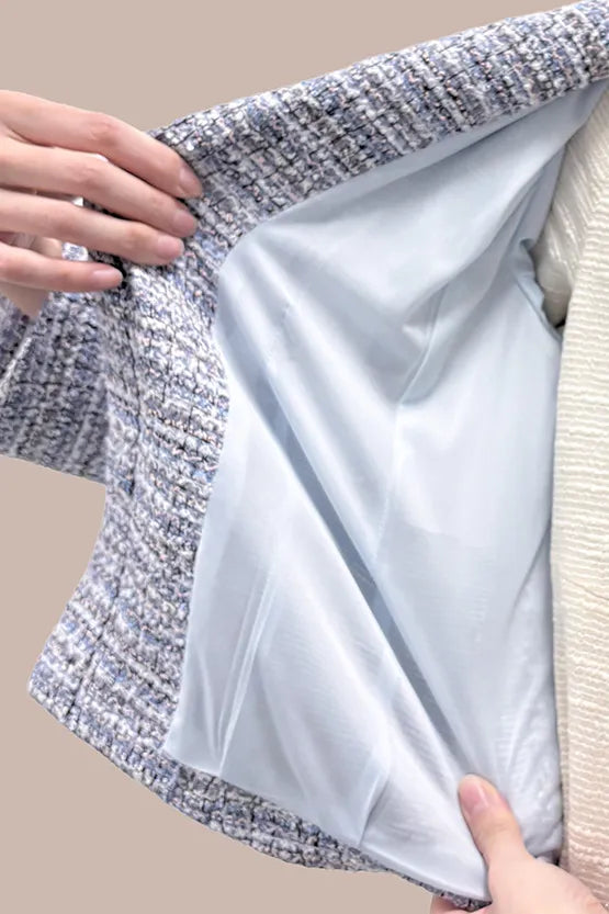 Boucle Tweed: Collarless Short Jacket