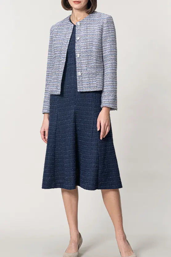 Boucle Tweed: Collarless Short Jacket